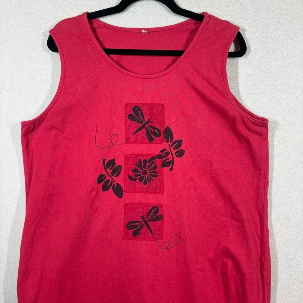 Focus Lagenlook Dragonfly Floral Maxi Dress & Button Up Shirt Jacket XL Red READ